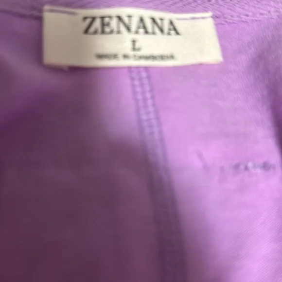 Zenana Top Dark Lavender 1/4 Button down Short Sleeves NWOT - Picture 8 of 10